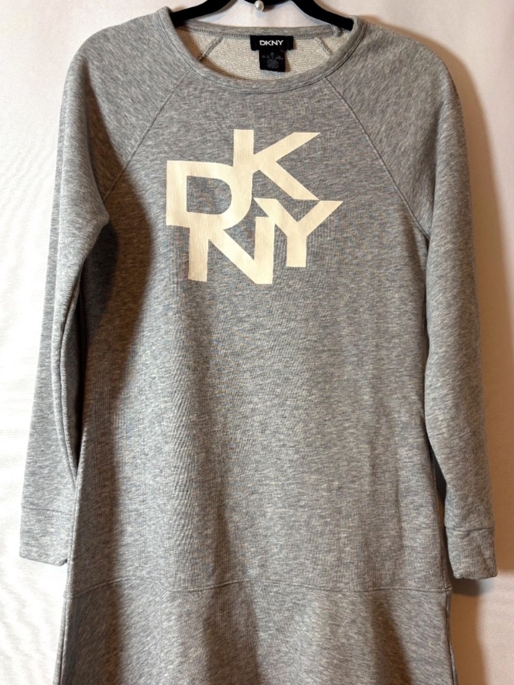 DKNY Gray Logo Sweatshirt Dress — Size XS